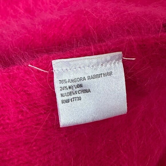 Unbranded Hot Pink Fuchsia Angora Blend Scarf With Fringe Hem - Picture 5 of 5